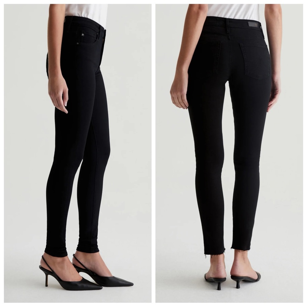 AG Adriano Goldschmied Farrah High Rise Ankle Skinny Stretch Denim Jeans Black